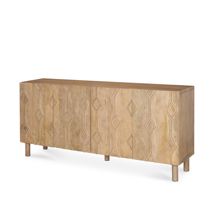 Heera Light Brown Diamond w/ Shelf Motif Sideboard Dining Room Mercana