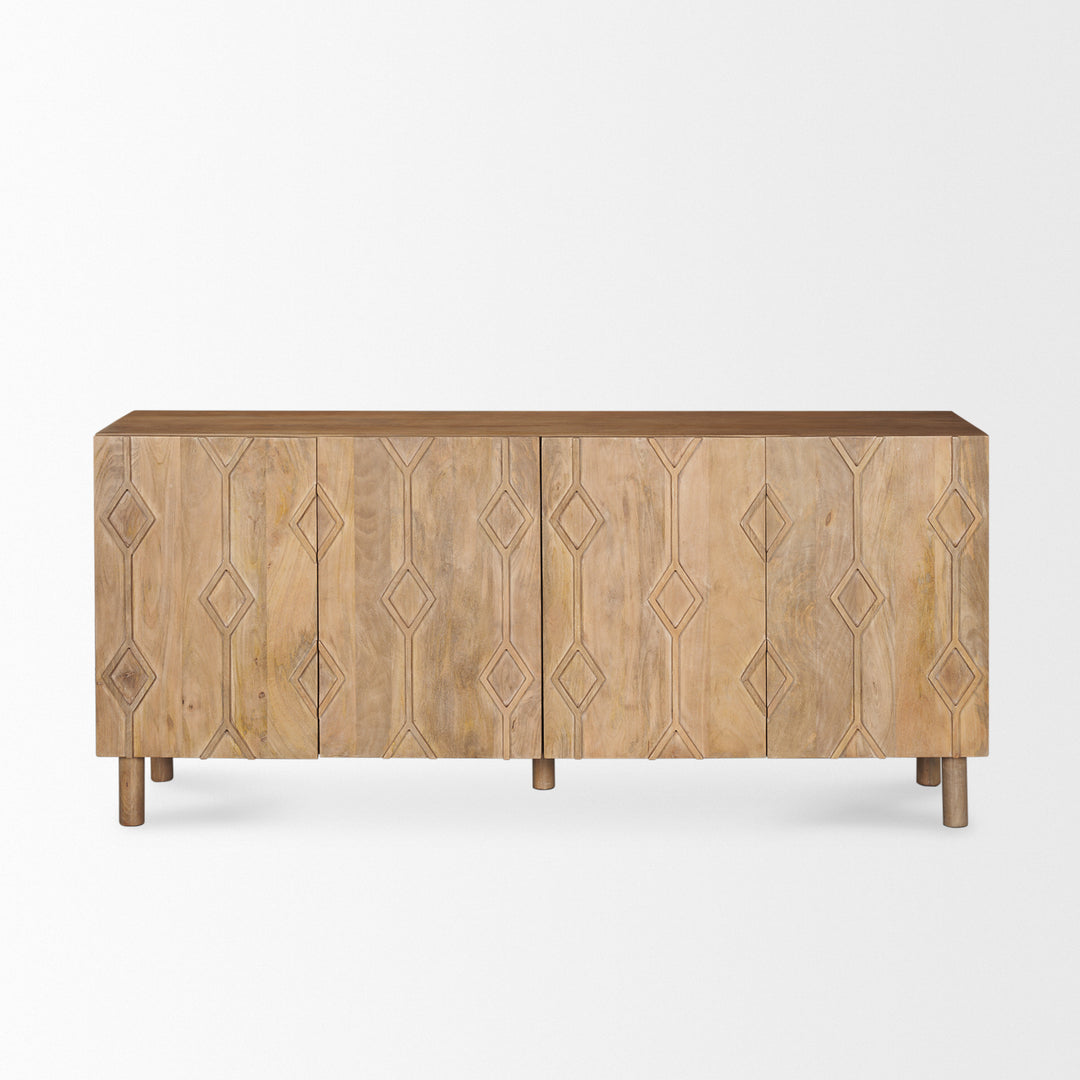 Heera Light Brown Diamond w/ Shelf Motif Sideboard Dining Room Mercana