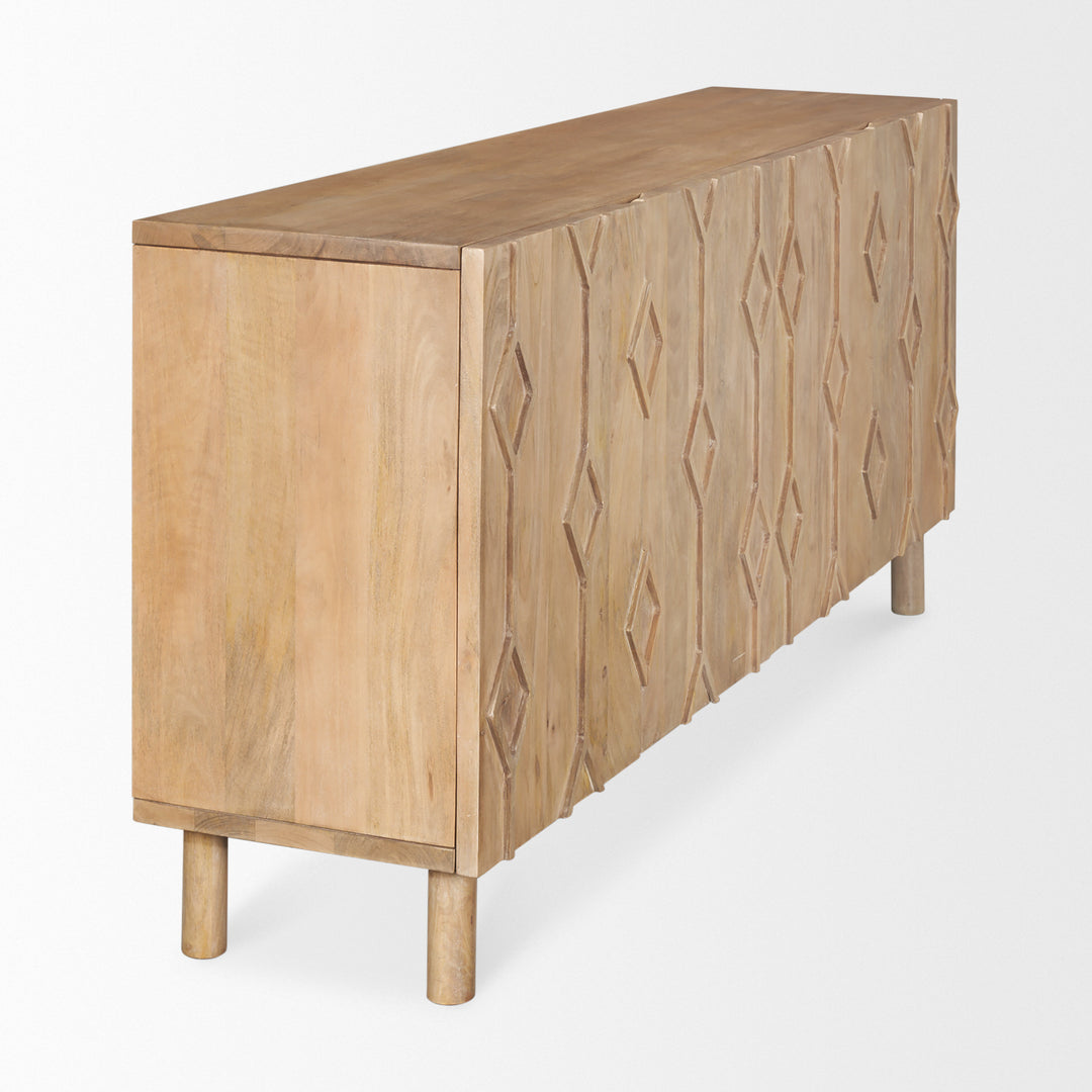 Heera Light Brown Diamond w/ Shelf Motif Sideboard Dining Room Mercana