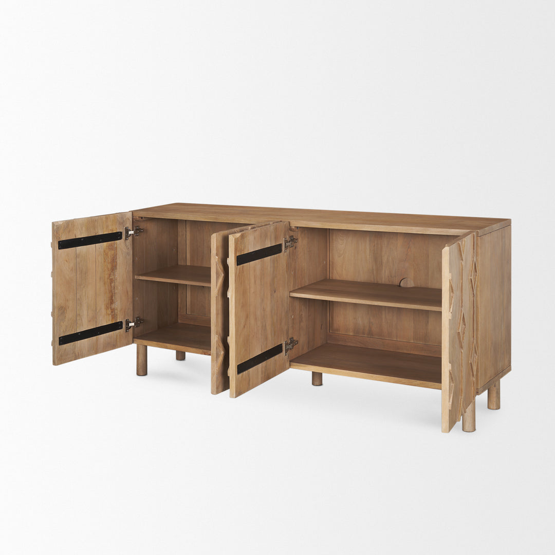 Heera Light Brown Diamond w/ Shelf Motif Sideboard Dining Room Mercana