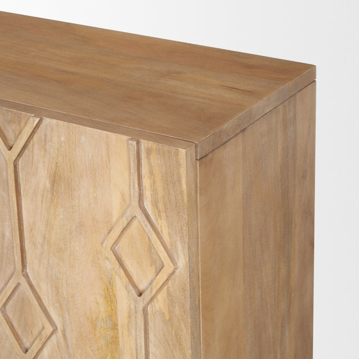Heera Light Brown Diamond w/ Shelf Motif Sideboard Dining Room Mercana