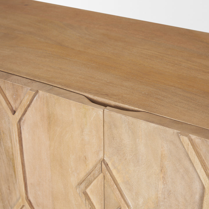 Heera Light Brown Diamond w/ Shelf Motif Sideboard Dining Room Mercana