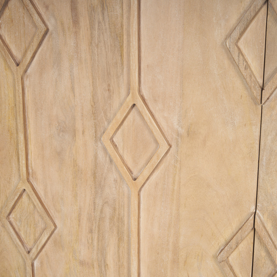 Heera Light Brown Diamond w/ Shelf Motif Sideboard Dining Room Mercana