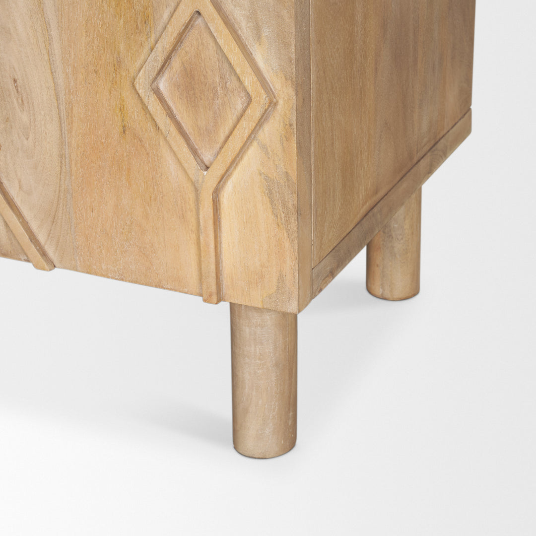 Heera Light Brown Diamond w/ Shelf Motif Sideboard Dining Room Mercana