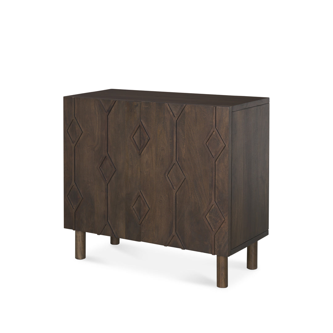 Heera Dark Brown Diamond Motif w/ Shelf Accent Cabinet Decor Mercana