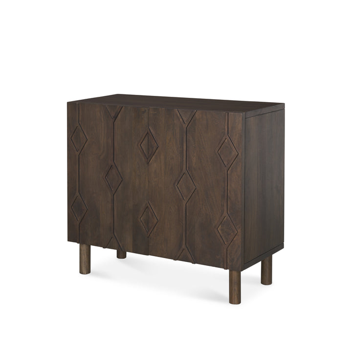 Heera Dark Brown Diamond Motif w/ Shelf Accent Cabinet Decor Mercana