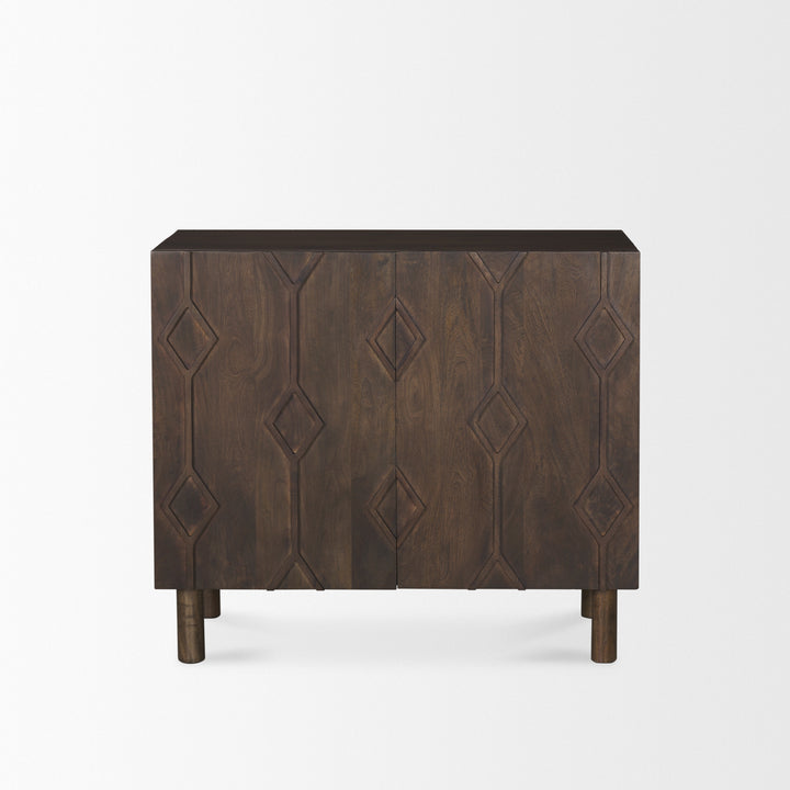 Heera Dark Brown Diamond Motif w/ Shelf Accent Cabinet Decor Mercana