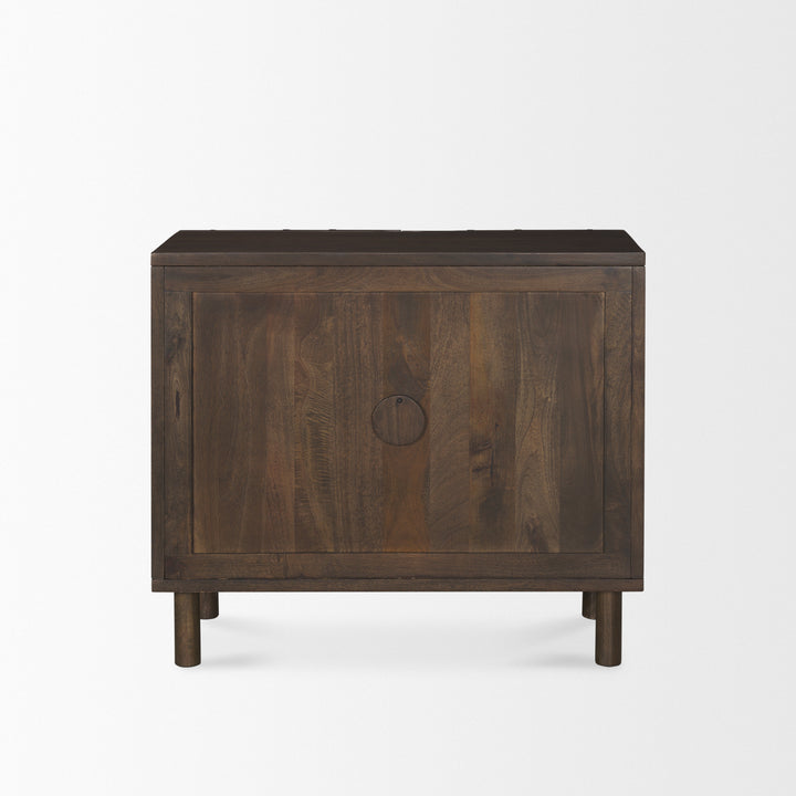 Heera Dark Brown Diamond Motif w/ Shelf Accent Cabinet Decor Mercana