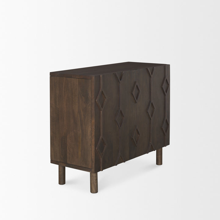 Heera Dark Brown Diamond Motif w/ Shelf Accent Cabinet Decor Mercana