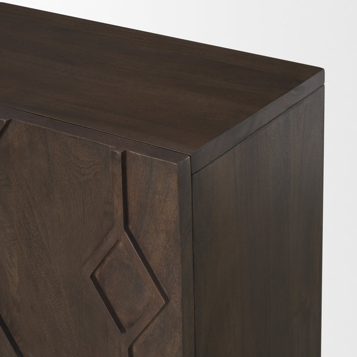 Heera Dark Brown Diamond Motif w/ Shelf Accent Cabinet Decor Mercana