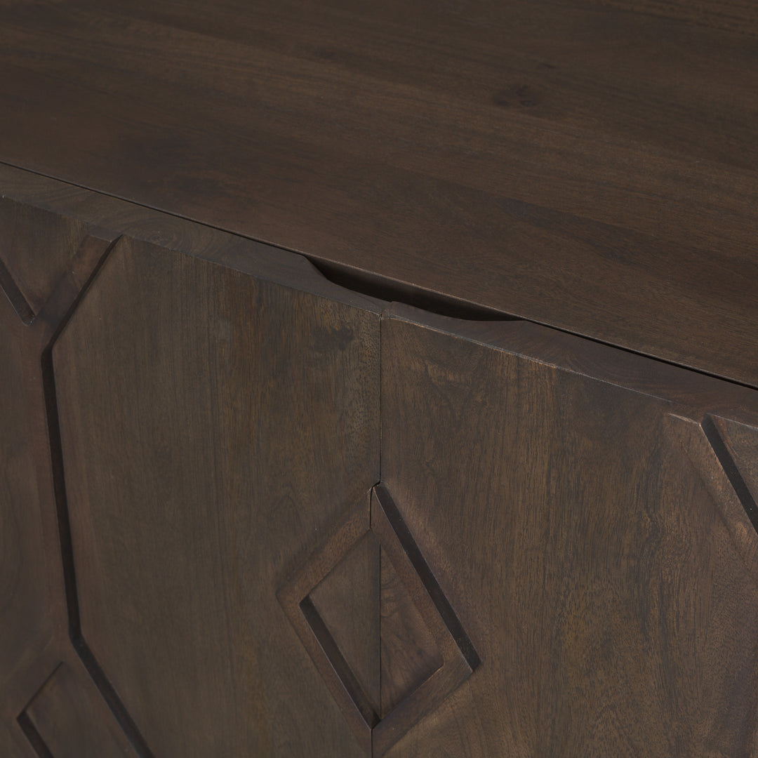 Heera Dark Brown Diamond Motif w/ Shelf Accent Cabinet Decor Mercana