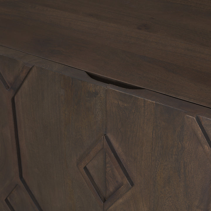 Heera Dark Brown Diamond Motif w/ Shelf Accent Cabinet Decor Mercana