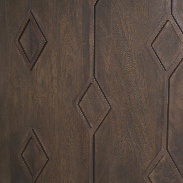 Heera Dark Brown Diamond Motif w/ Shelf Accent Cabinet Decor Mercana