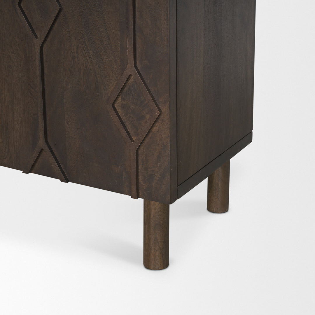 Heera Dark Brown Diamond Motif w/ Shelf Accent Cabinet Decor Mercana