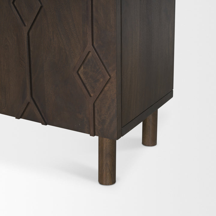 Heera Dark Brown Diamond Motif w/ Shelf Accent Cabinet Decor Mercana
