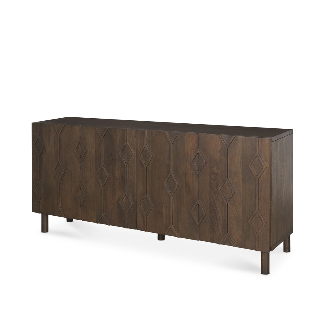 Heera Dark Brown Diamond Motif w/ Shelf Sideboard Dining Room Mercana