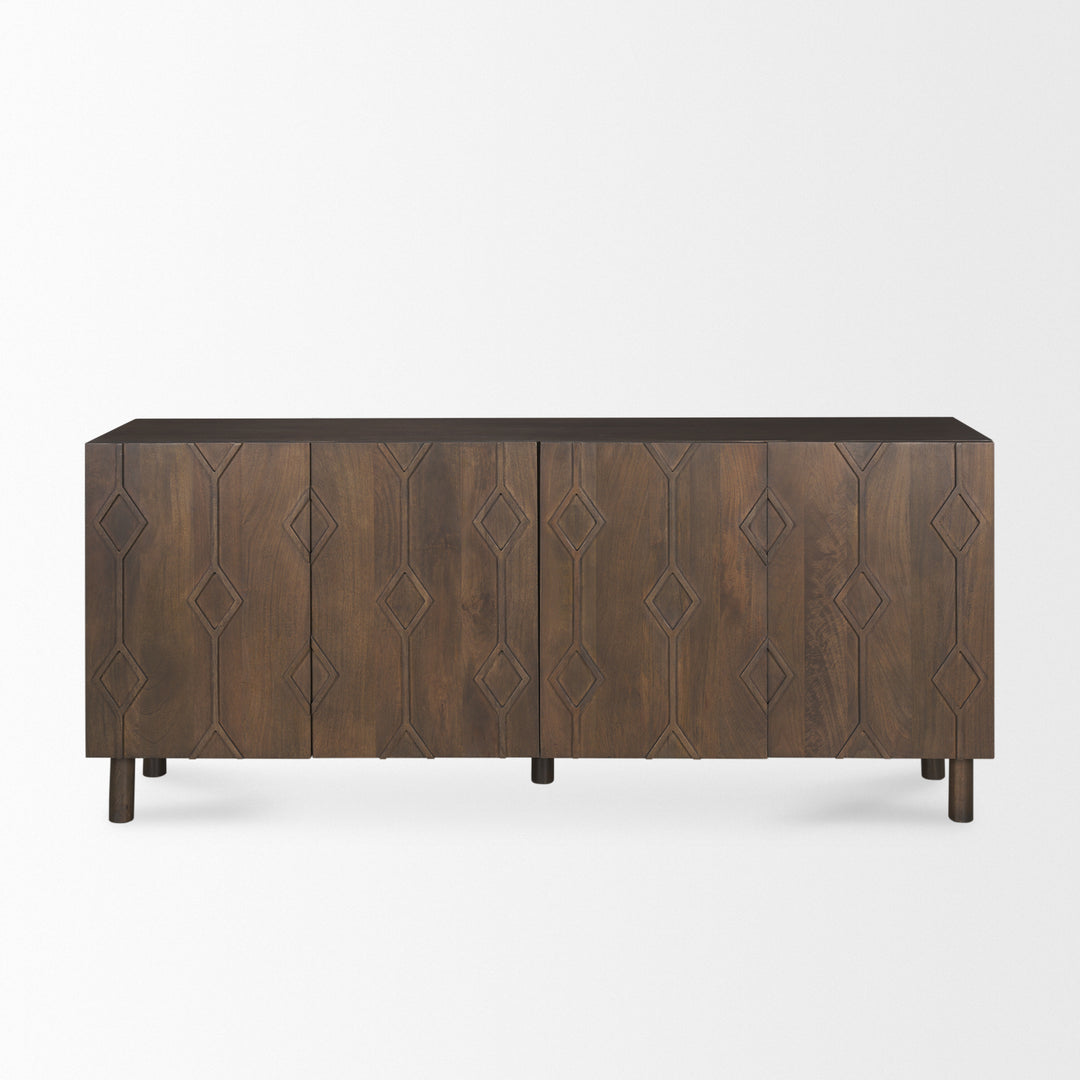 Heera Dark Brown Diamond Motif w/ Shelf Sideboard Dining Room Mercana
