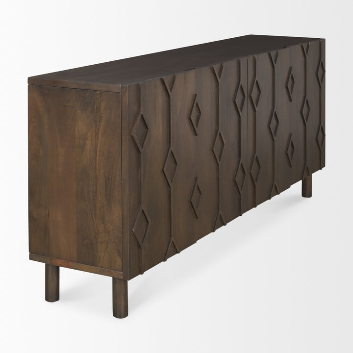 Heera Dark Brown Diamond Motif w/ Shelf Sideboard Dining Room Mercana