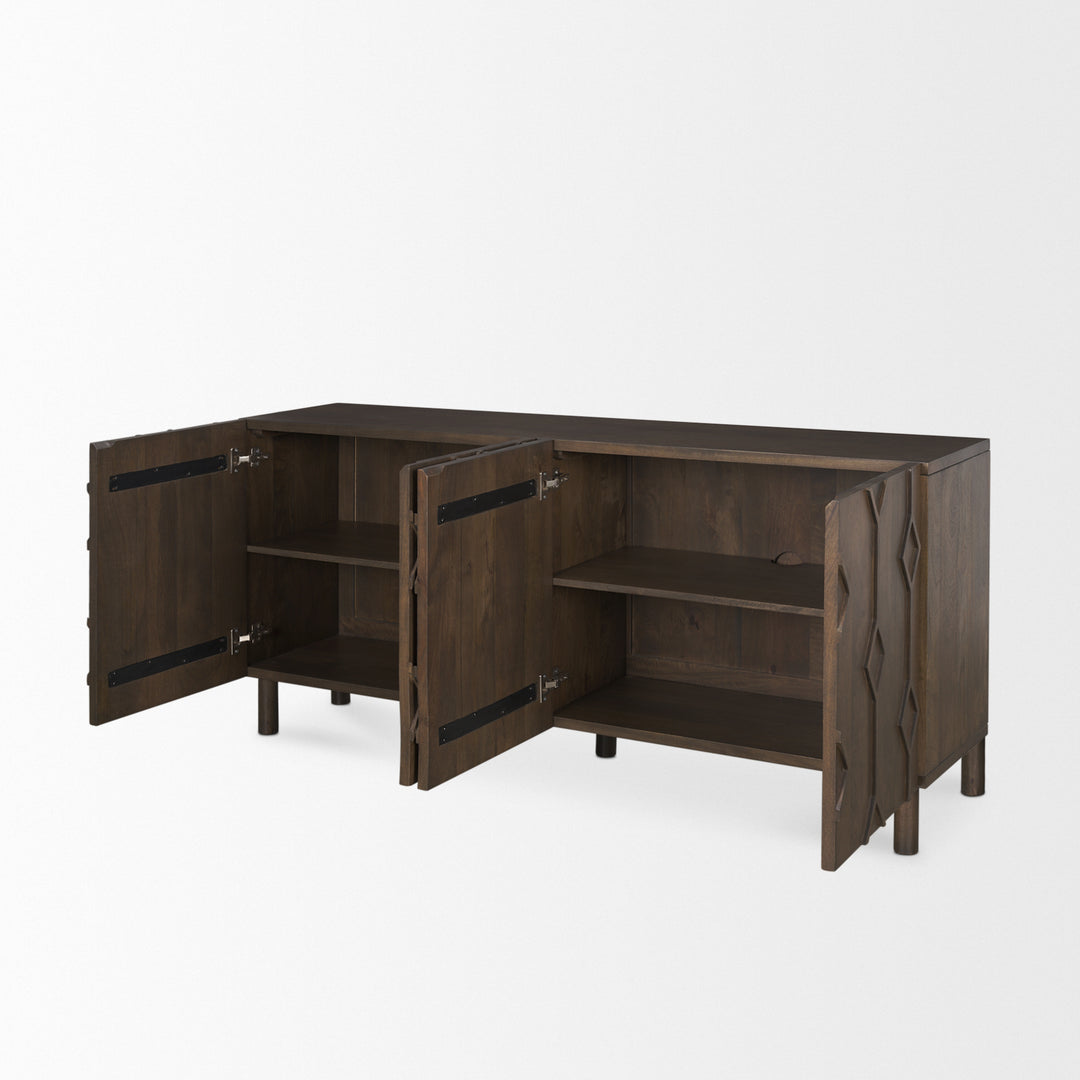 Heera Dark Brown Diamond Motif w/ Shelf Sideboard Dining Room Mercana