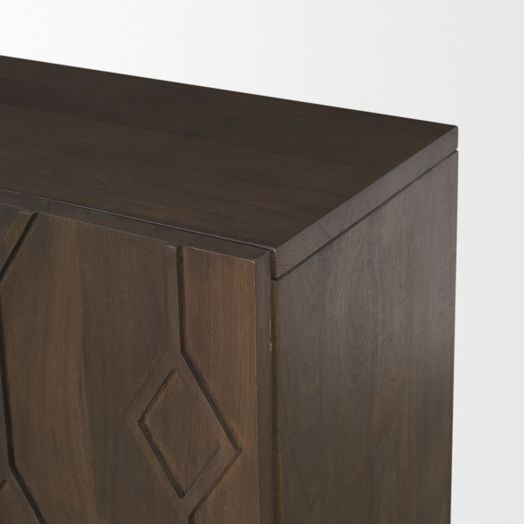 Heera Dark Brown Diamond Motif w/ Shelf Sideboard Dining Room Mercana