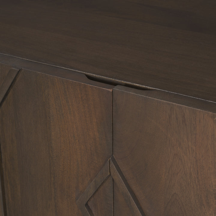 Heera Dark Brown Diamond Motif w/ Shelf Sideboard Dining Room Mercana