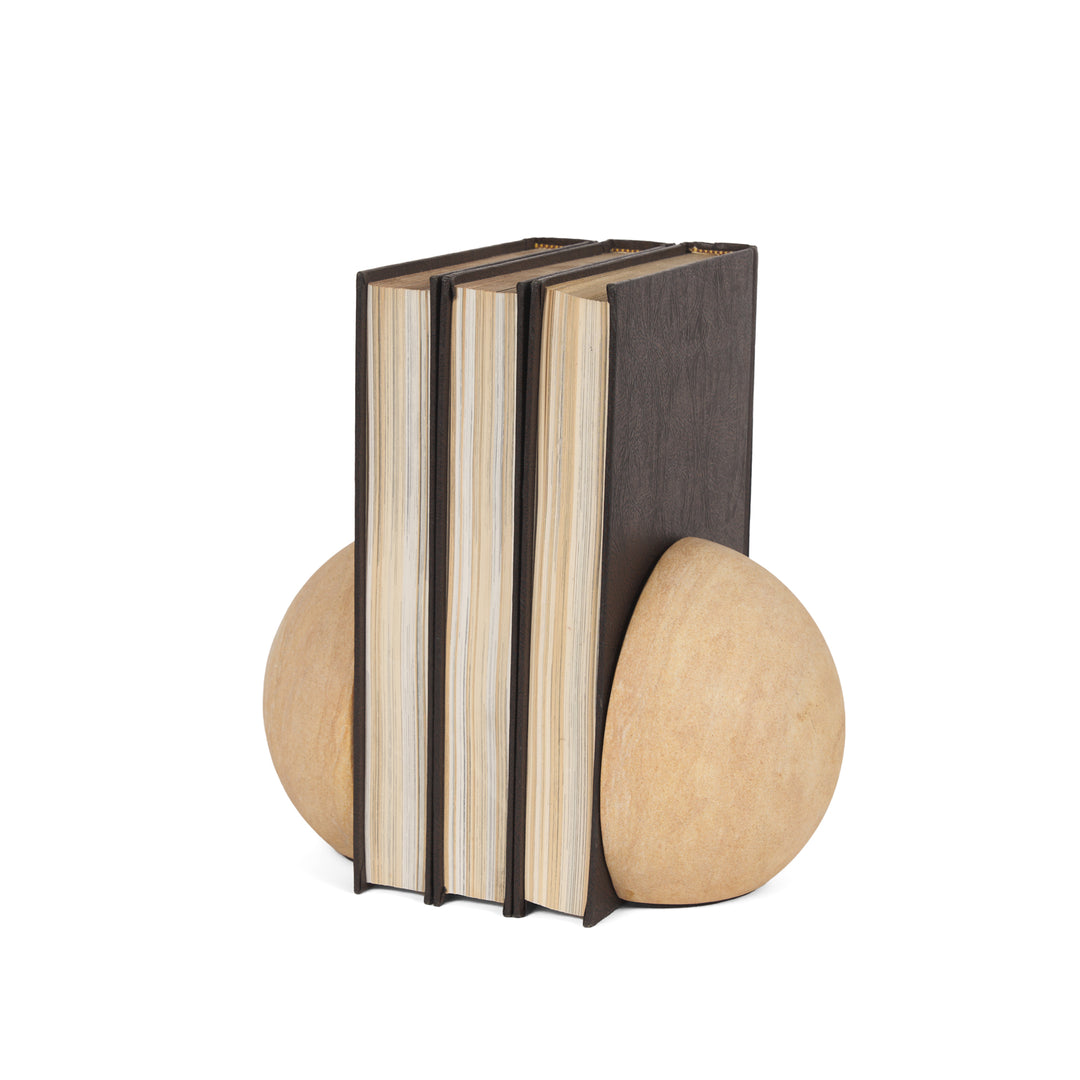 Rahmi Sandstone Orb Bookends Decor Mercana