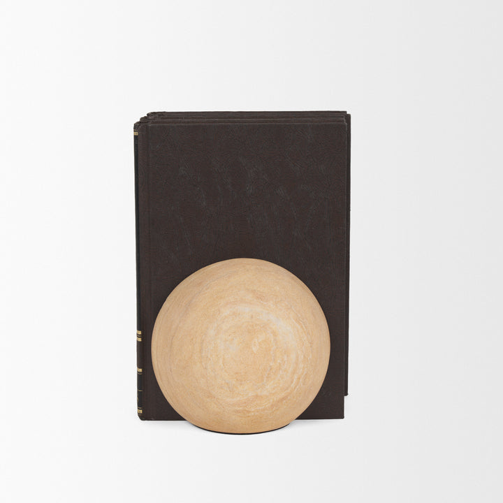 Rahmi Sandstone Orb Bookends Decor Mercana