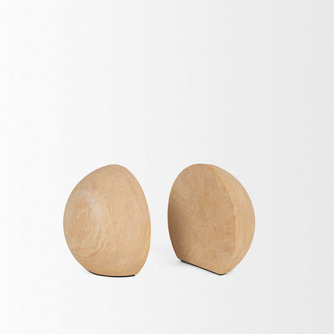 Rahmi Sandstone Orb Bookends Decor Mercana