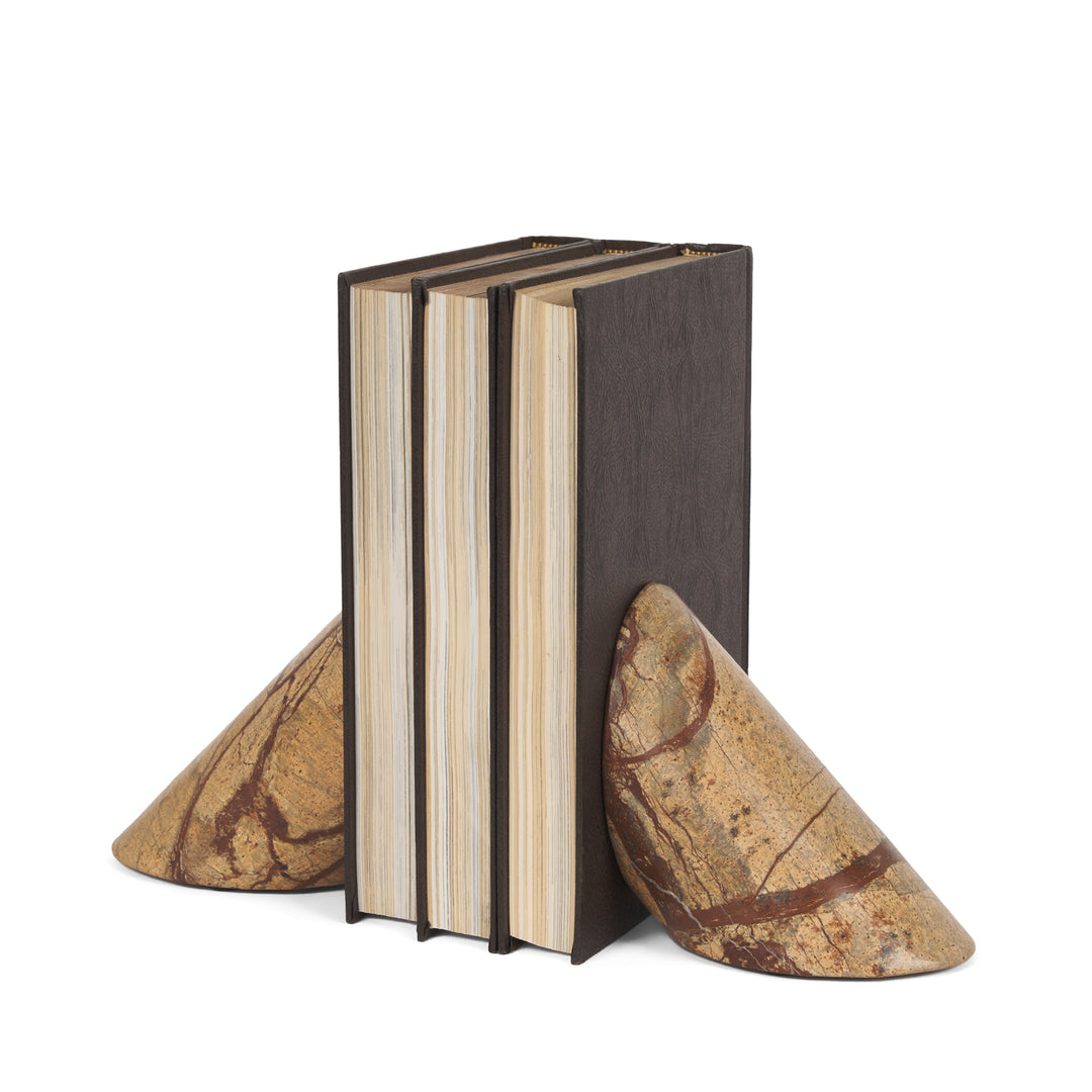 Rahima Brown Forest Marble Angled Bookends Decor Mercana