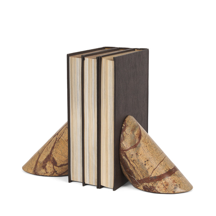 Rahima Brown Forest Marble Angled Bookends Decor Mercana