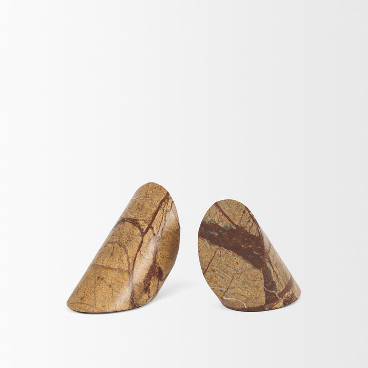 Rahima Brown Forest Marble Angled Bookends Decor Mercana