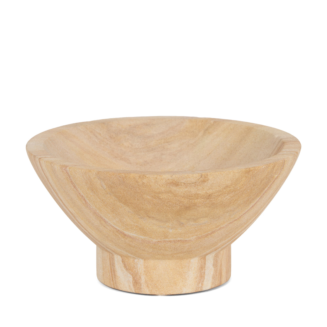 Ramira Beige Sandstone Decorative Pedestal Bowl Decor Mercana