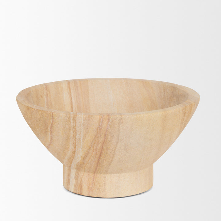 Ramira Beige Sandstone Decorative Pedestal Bowl Decor Mercana
