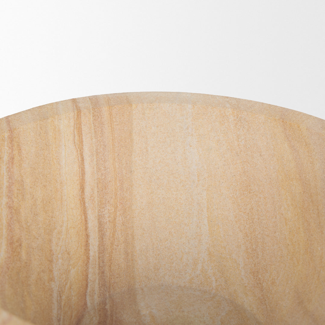 Ramira Beige Sandstone Decorative Pedestal Bowl Decor Mercana