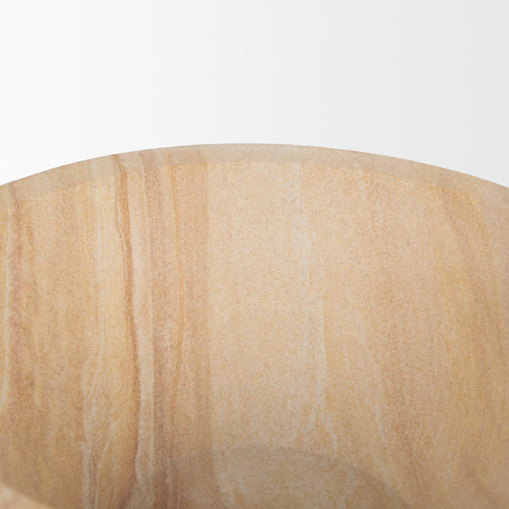 Ramira Beige Sandstone Decorative Pedestal Bowl Decor Mercana