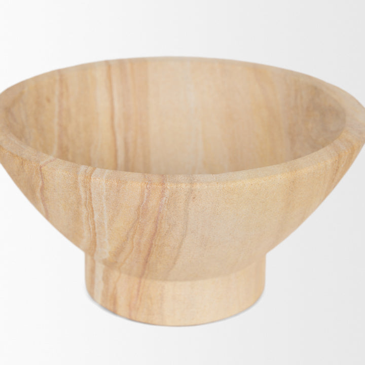 Ramira Beige Sandstone Decorative Pedestal Bowl Decor Mercana