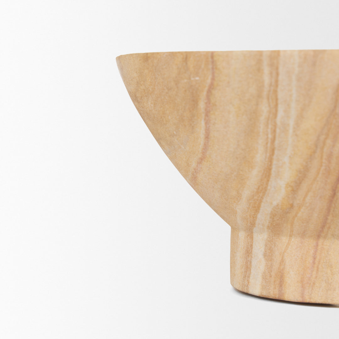 Ramira Beige Sandstone Decorative Pedestal Bowl Decor Mercana