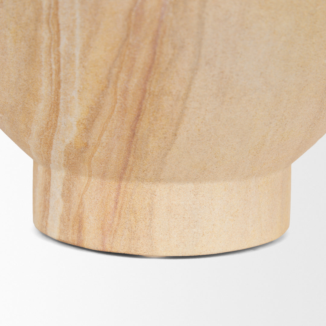 Ramira Beige Sandstone Decorative Pedestal Bowl Decor Mercana