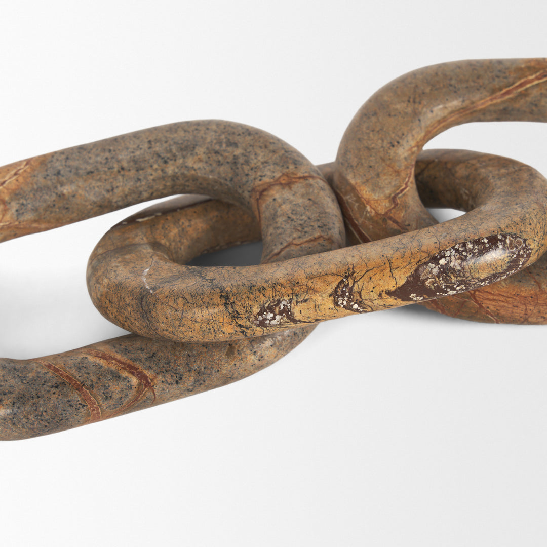 Reinir Red-Brown Marble Chain Link Decorative Object Decor Mercana