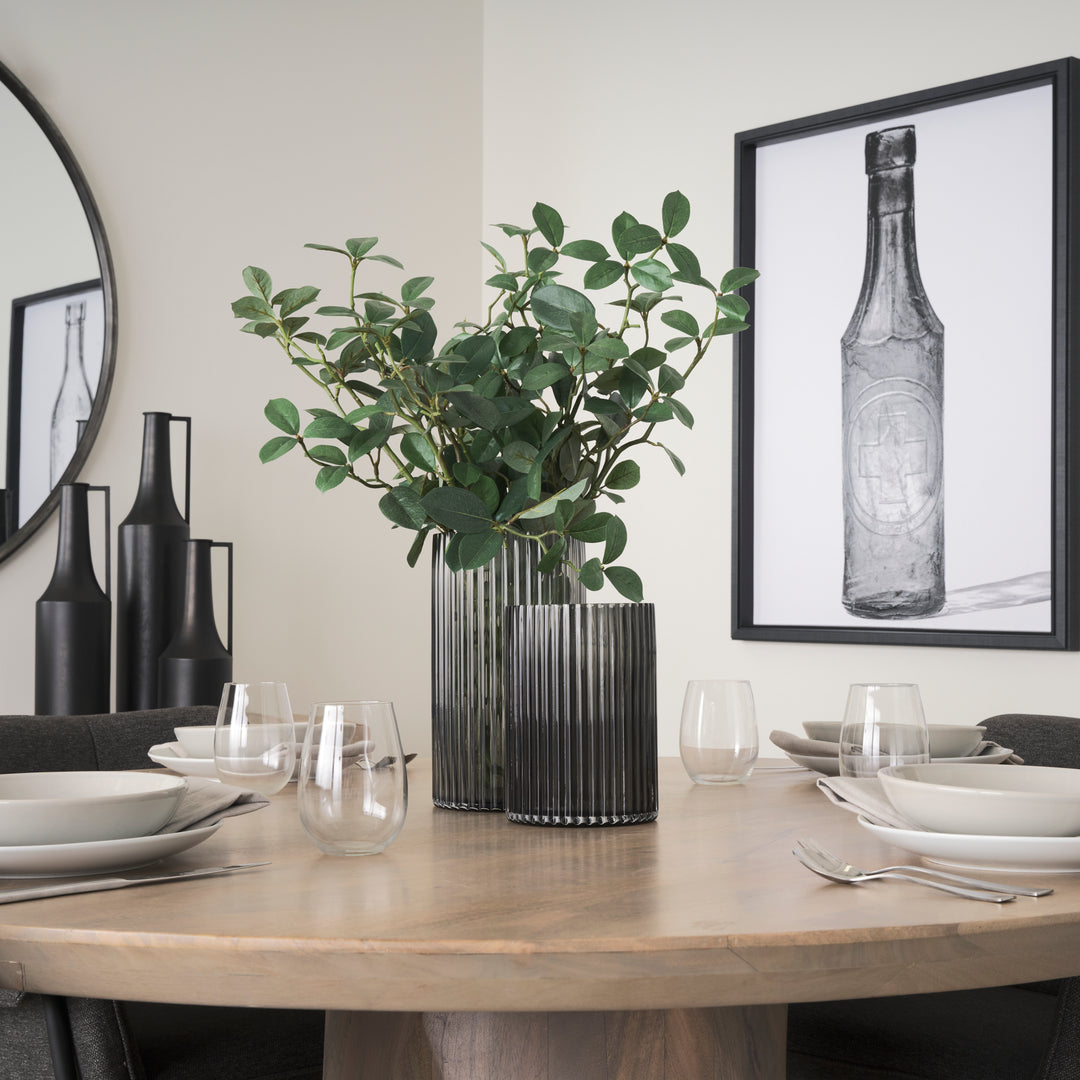Dawn Short Smokey Black Glass Vase Decor Mercana