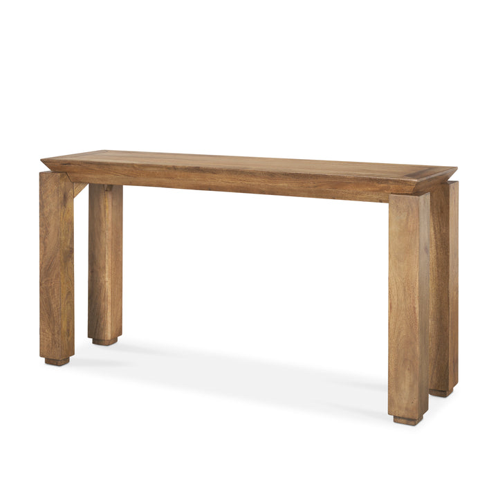 Sapphira Brown Wood Tapered Top Console Table Dining Room Mercana