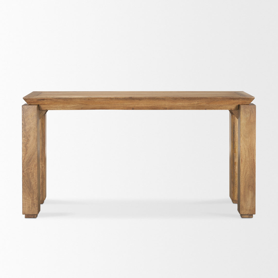 Sapphira Brown Wood Tapered Top Console Table Dining Room Mercana