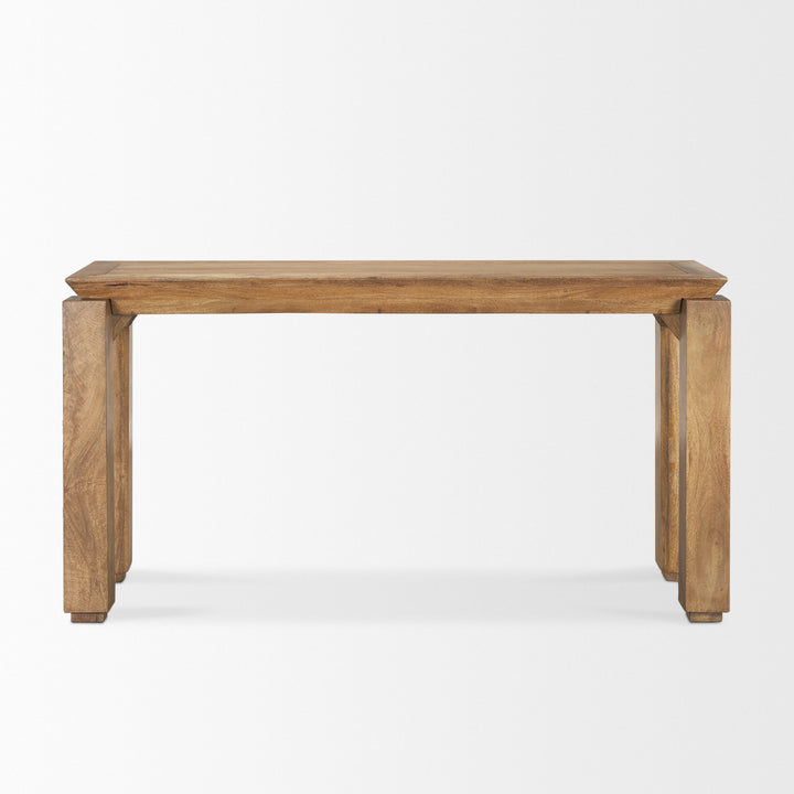 Sapphira Brown Wood Tapered Top Console Table Dining Room Mercana