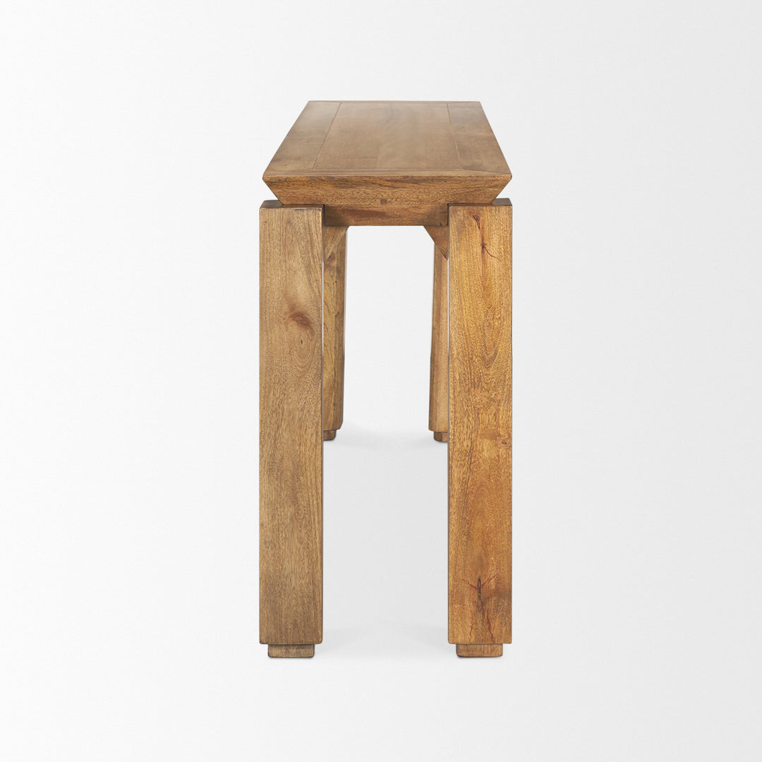 Sapphira Brown Wood Tapered Top Console Table Dining Room Mercana