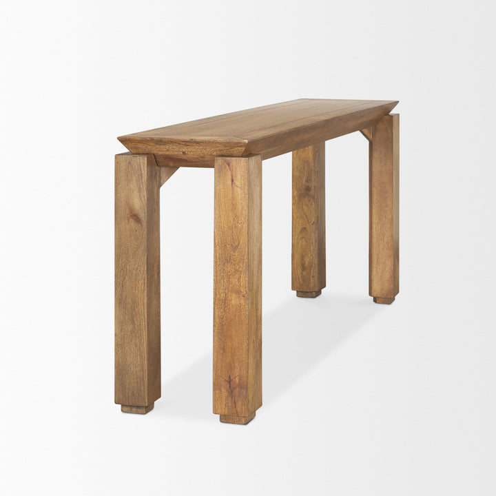 Sapphira Brown Wood Tapered Top Console Table Dining Room Mercana