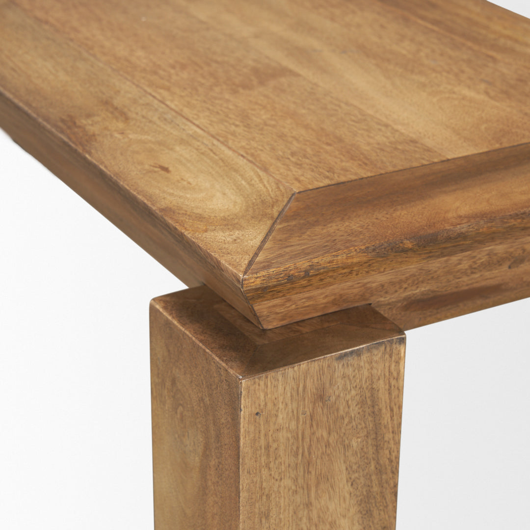 Sapphira Brown Wood Tapered Top Console Table Dining Room Mercana