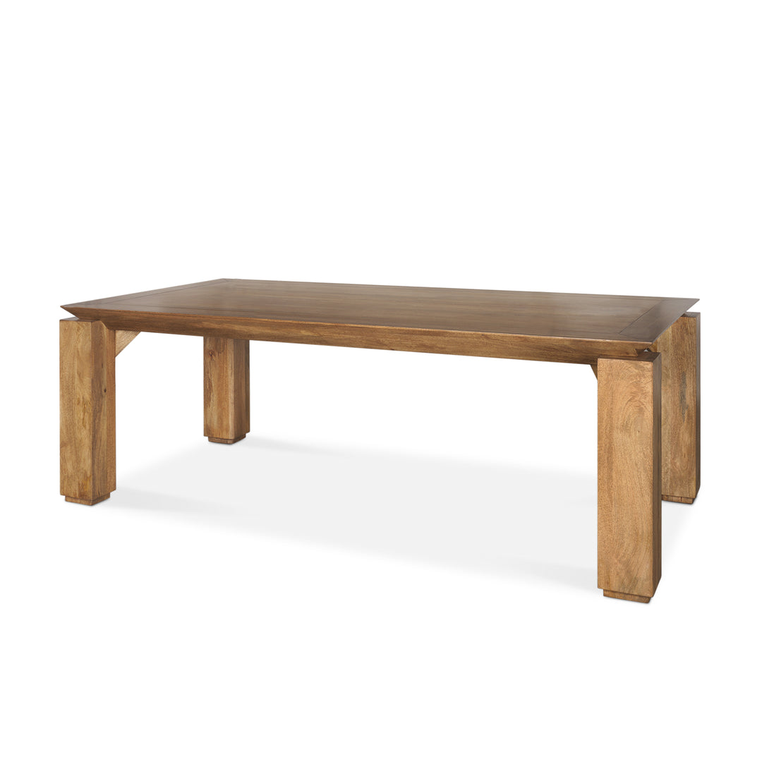 Sapphira Brown Wood Tapered Top Rectangular Dining Table Dining Room Mercana