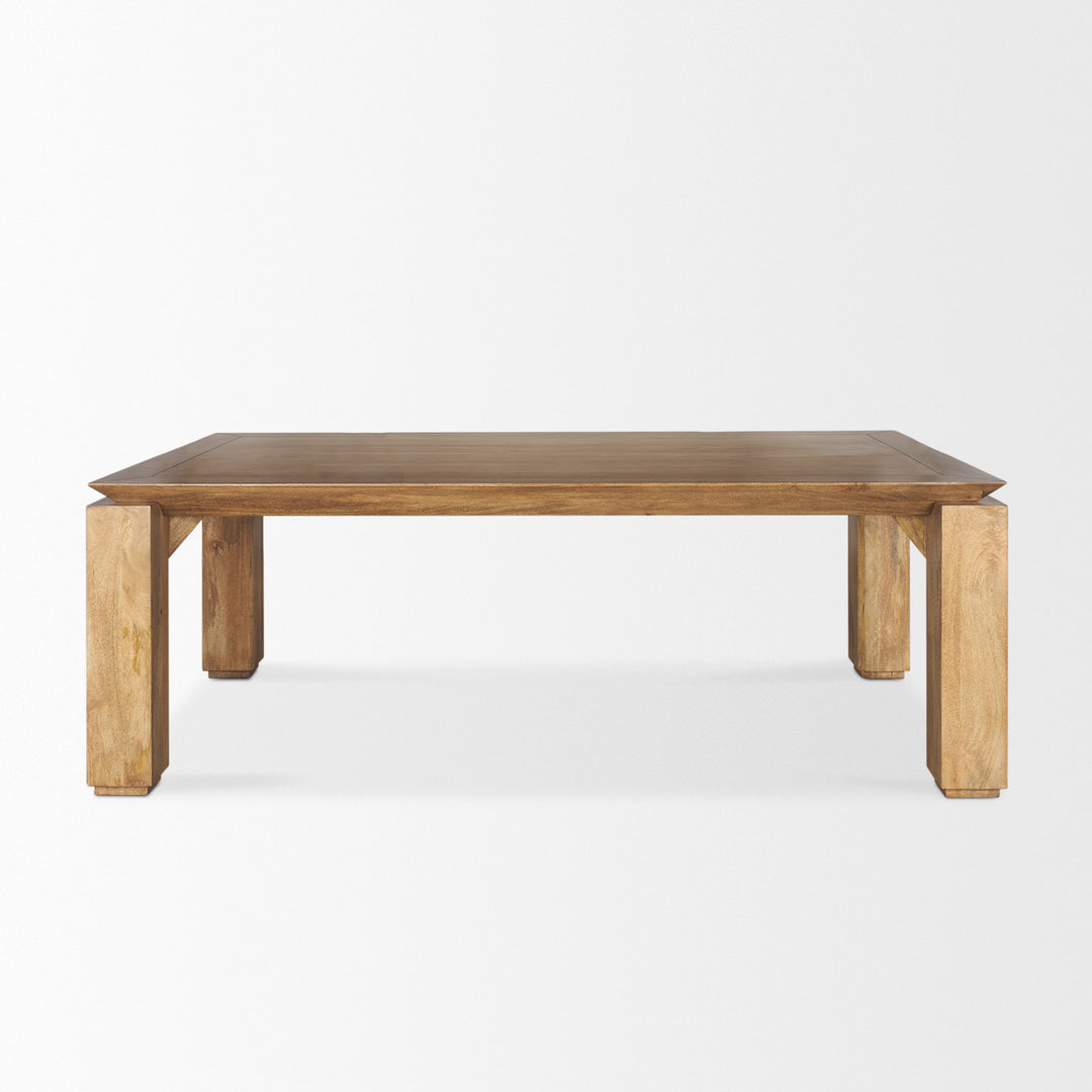 Sapphira Brown Wood Tapered Top Rectangular Dining Table Dining Room Mercana