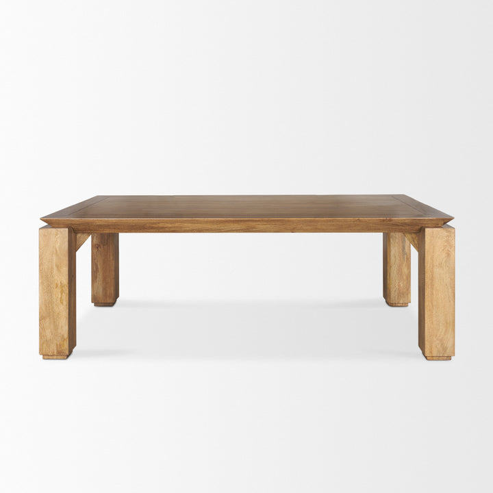 Sapphira Brown Wood Tapered Top Rectangular Dining Table Dining Room Mercana