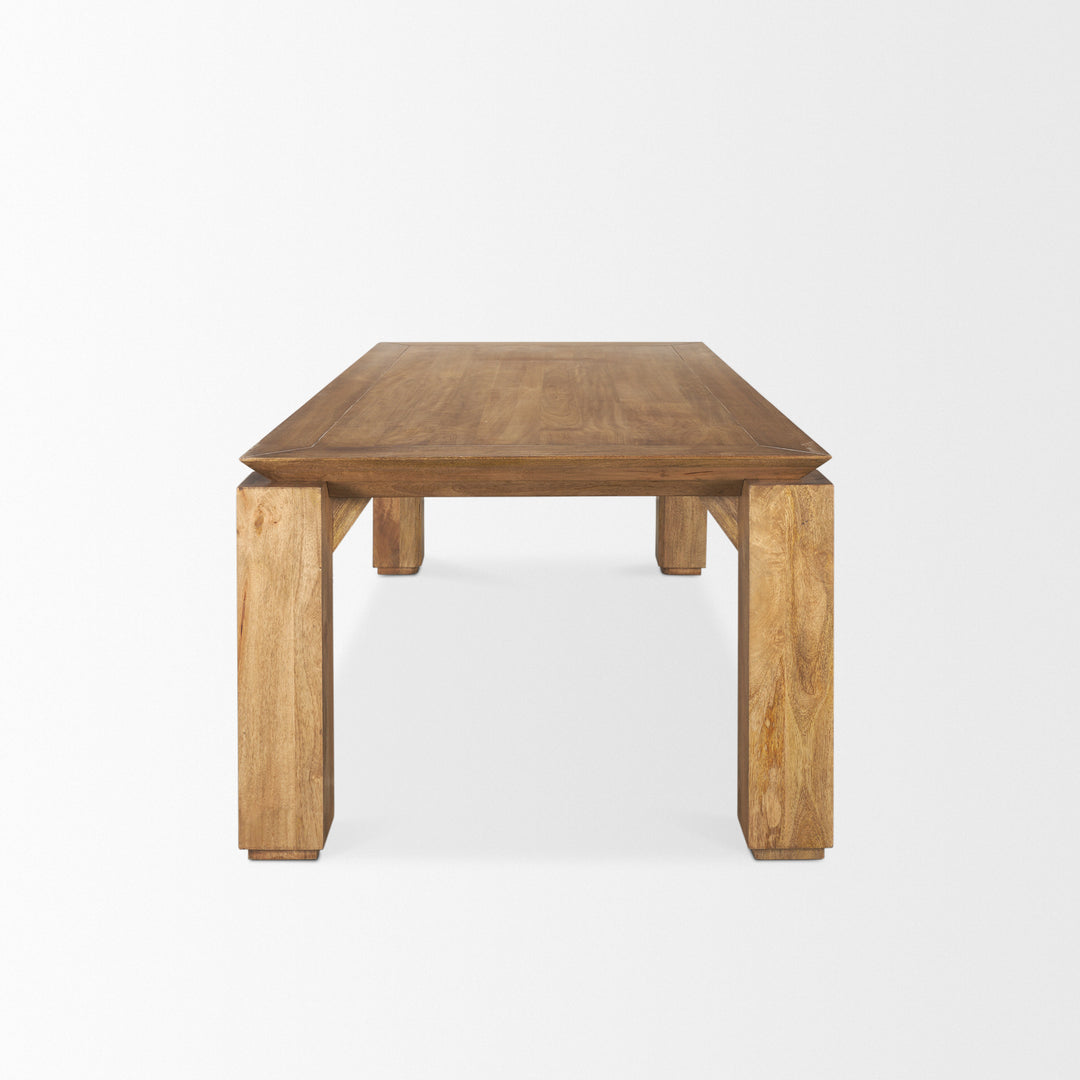 Sapphira Brown Wood Tapered Top Rectangular Dining Table Dining Room Mercana